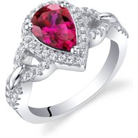Ruby Finesse Halo Crest Ring in Sterling Silver