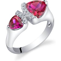 Ruby Two Stone Ring in Sterling Silver