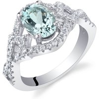 Aquamarine Bejewel Lace Ring in Sterling Silver