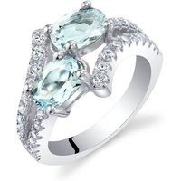 Aquamarine Two Stone Ring in Sterling Silver