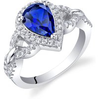 Sapphire Finesse Halo Crest Ring in Sterling Silver