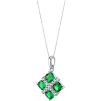 Emerald Quad Pendant Necklace in Sterling Silver