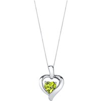 Peridot Adoration Heart Pendant Necklace in Sterling Silver