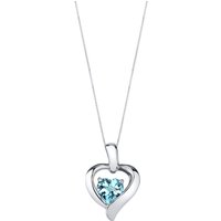 Swiss Blue Topaz Adoration Heart Pendant Necklace in Sterling Silver