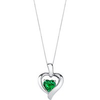 Emerald Adoration Heart Pendant Necklace in Sterling Silver