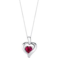 Ruby Adoration Heart Pendant Necklace in Sterling Silver