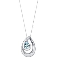 Aquamarine Modest Abstract Pendant Necklace in Sterling Silver
