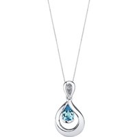 Swiss Blue Topaz Raindrop Pendant Necklace in Sterling Silver