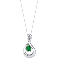 Emerald Raindrop Pendant Necklace in Sterling Silver