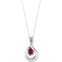 Ruby Raindrop Pendant Necklace in Sterling Silver