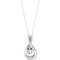 Aquamarine Raindrop Pendant Necklace in Sterling Silver