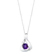 Amethyst Chiseled Pendant Necklace in Sterling Silver