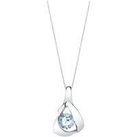 Aquamarine Chiseled Pendant Necklace in Sterling Silver