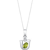 Peridot Bejewel Tulip Pendant Necklace in Sterling Silver