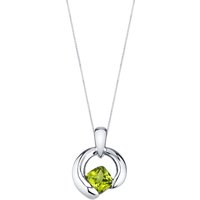 Peridot Cherish Orbit Pendant Necklace in Sterling Silver