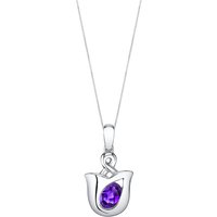Amethyst Bejewel Tulip Pendant Necklace in Sterling Silver