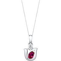 Ruby Bejewel Tulip Pendant Necklace in Sterling Silver