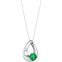 Emerald Slider Pendant Necklace in Sterling Silver