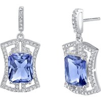 Tanzanite and CZ Cherish Art Deco Drop Earrings in Sterling Silver