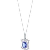 Tanzanite and CZ Cherish Art Deco Pendant Necklace in Sterling Silver