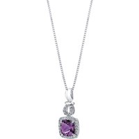 Amethyst and White Topaz Halo Pendant Necklace in 9ct White Gold