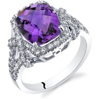 Amethyst and White Topaz Cherish Cocktail Ring in 9ct White Gold