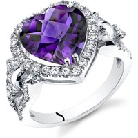 Amethyst and White Topaz Halo Ring in 9ct White Gold