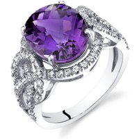 Amethyst and White Topaz Halo Statement Ring in 9ct White Gold