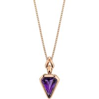 Amethyst Prismic Chevron Pendant Necklace in 9ct Rose Gold