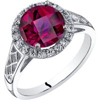 Ruby and CZ Galleria Ring in 9ct White Gold
