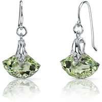 Green Amethyst Spectacular Shell Fishhook Earrings in Sterling Silver