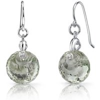 Green Amethyst Spherical Fishhook Earrings in Sterling Silver