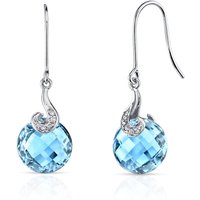 Swiss Blue Topaz and Diamond Intuition Gem Drop Earrings in 9ct White Gold