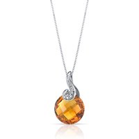 Citrine and Diamond Intuition Pendant Necklace in 9ct White Gold