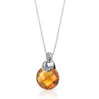 Citrine and Diamond Intuition Capture Pendant Necklace in 9ct White Gold