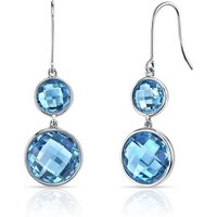 Swiss Blue Topaz Intuition Duo Drop Earrings in 9ct White Gold