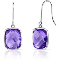 Rectangular Cut Amethyst Earrings in 9ct White Gold