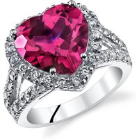 Ruby and CZ Signature Heart Ring in Sterling Silver