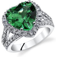 Emerald and CZ Signature Heart Ring in Sterling Silver