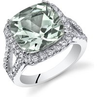 Green Amethyst and CZ Cherish Classic Ring in Sterling Silver