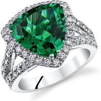 Emerald and CZ Cocktail Ring in Sterling Silver