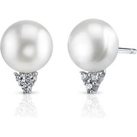 Pearl and CZ Stud Earrings in Sterling Silver