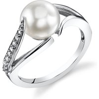 Pearl and CZ Nautical Elegance Simply Elegant Ring in Sterling Silver