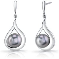 Grey Pearl Nautical Elegance Drop Earrings in Sterling Silver