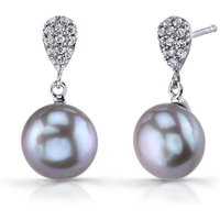 Grey Pearl Nautical Elegance Stud Drop Earrings in Sterling Silver