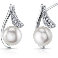 Pearl 7.5mm Moonflower Earrings in Sterling Silver