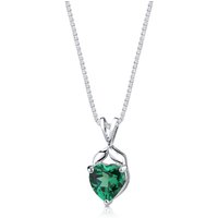 Heart Shaped Emerald Pendant Necklace in Sterling Silver