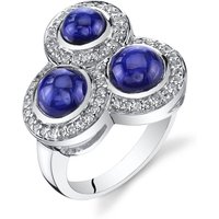 Sapphire and CZ Intuition Trinity Ring in Sterling Silver