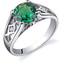 Emerald and CZ Cathedral Ring in Sterling Silver