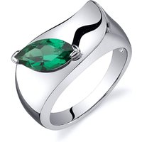 Emerald Museum Style Ring in Sterling Silver